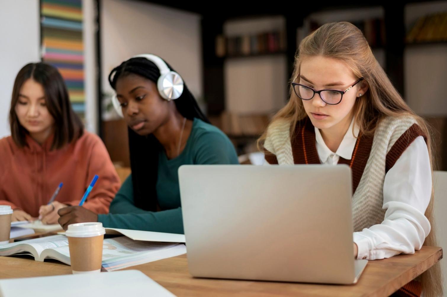 Students collaborating on financial analysis projects